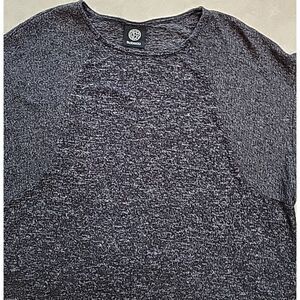 Bobeau womens heather black short‎ sleeve shirt top stretch soft slub burnout